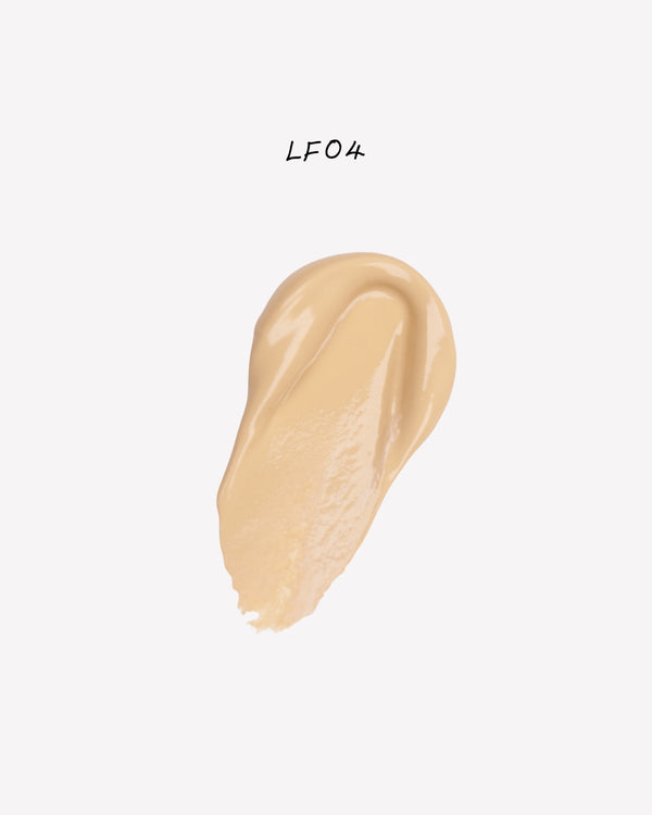 Swatch of Ohana&K Vegan and Cruelty-Free Matte Finish Foundation in shade LF4, warm medium beige with a matte effect.