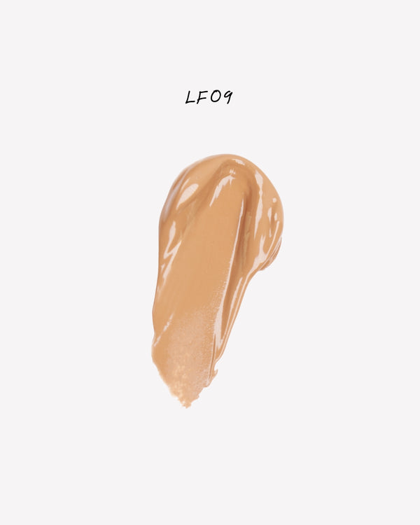 Swatch of Ohana&K Vegan and Cruelty-Free Matte Finish Foundation in shade LF9, deep espresso with a smooth, matte coverage.