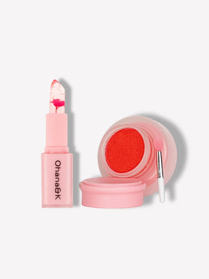 Image of the Lip Care Duo featuring the Reactive Lip Balm and Strawberry Lip Scrub, ideal for hydrating and exfoliating lips.