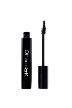 Ohana&K Vegan and Cruelty-Free Waterproof Mascara, offering bold volume, smudge-proof wear, and easy removal with warm water.