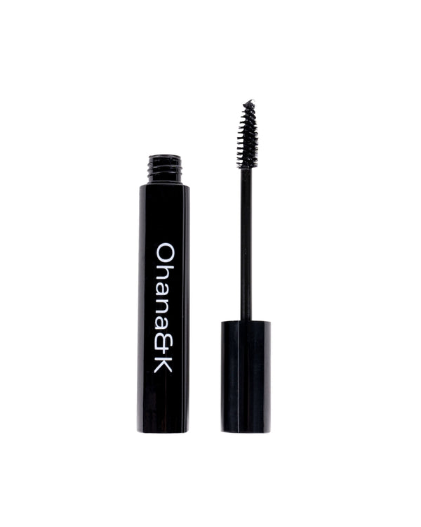 Ohana&K Vegan and Cruelty-Free Waterproof Mascara, offering bold volume, smudge-proof wear, and easy removal with warm water.