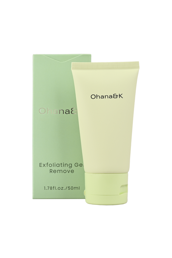 Ohana&K Exfoliating Gel for smooth, radiant skin, formulated with natural exfoliants to gently remove dead skin cells and refine texture.