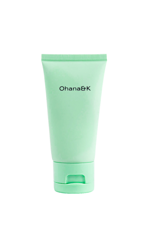 Ohana&K Exfoliating Gel tube, gentle formula for unclogging pores and revealing a fresh, glowing complexion.